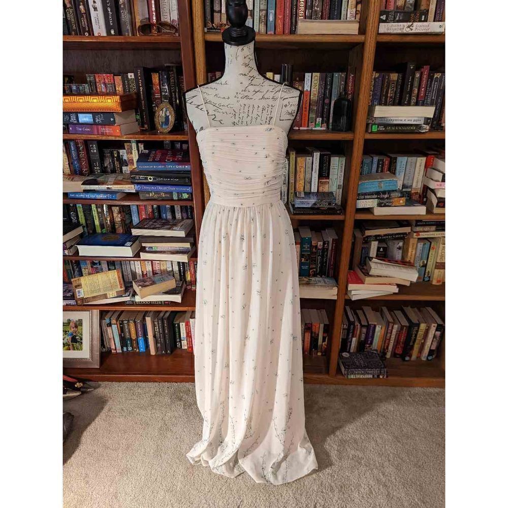 ERIN by Erin fetherstone blush pink mesh formal gown with cherry blossoms sz 4